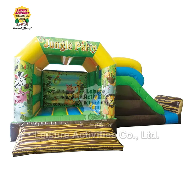 ஸ்லைடுடன் கூடிய சிறிய ஊதப்பட்ட மல்டிபிளே Bouncy Castles ஜங்கிள் பார்ட்டி